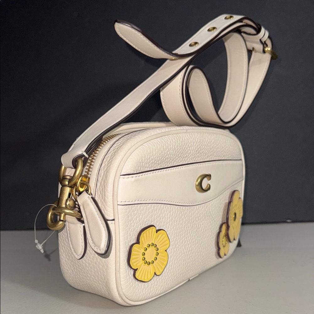 Coach TEA ROSE REIMAGINED Cream and Yellow Floral Crossbody LEATHER Bag - Picture 2 of 16